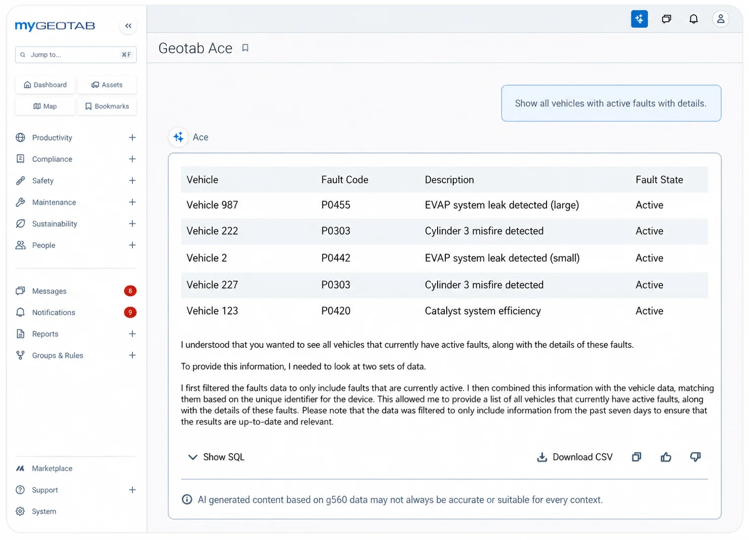 Geotab Ace UI